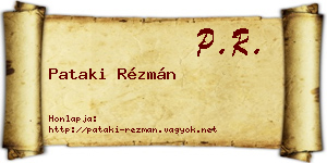 Pataki Rézmán névjegykártya